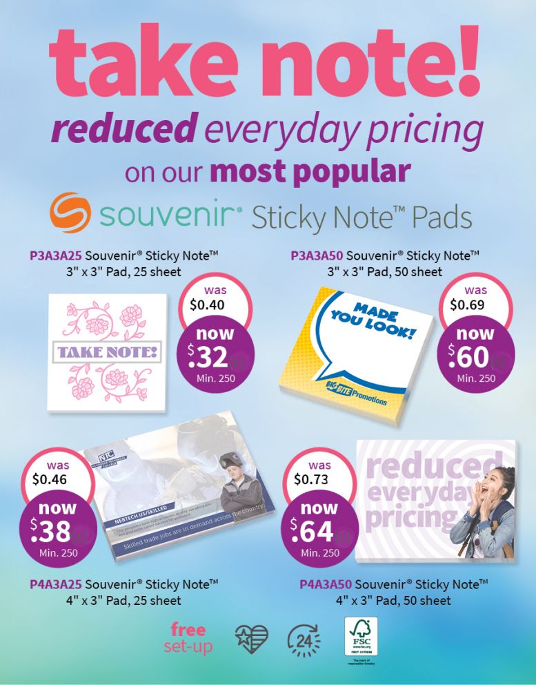 Special Pricing on these handy size sticky notes from